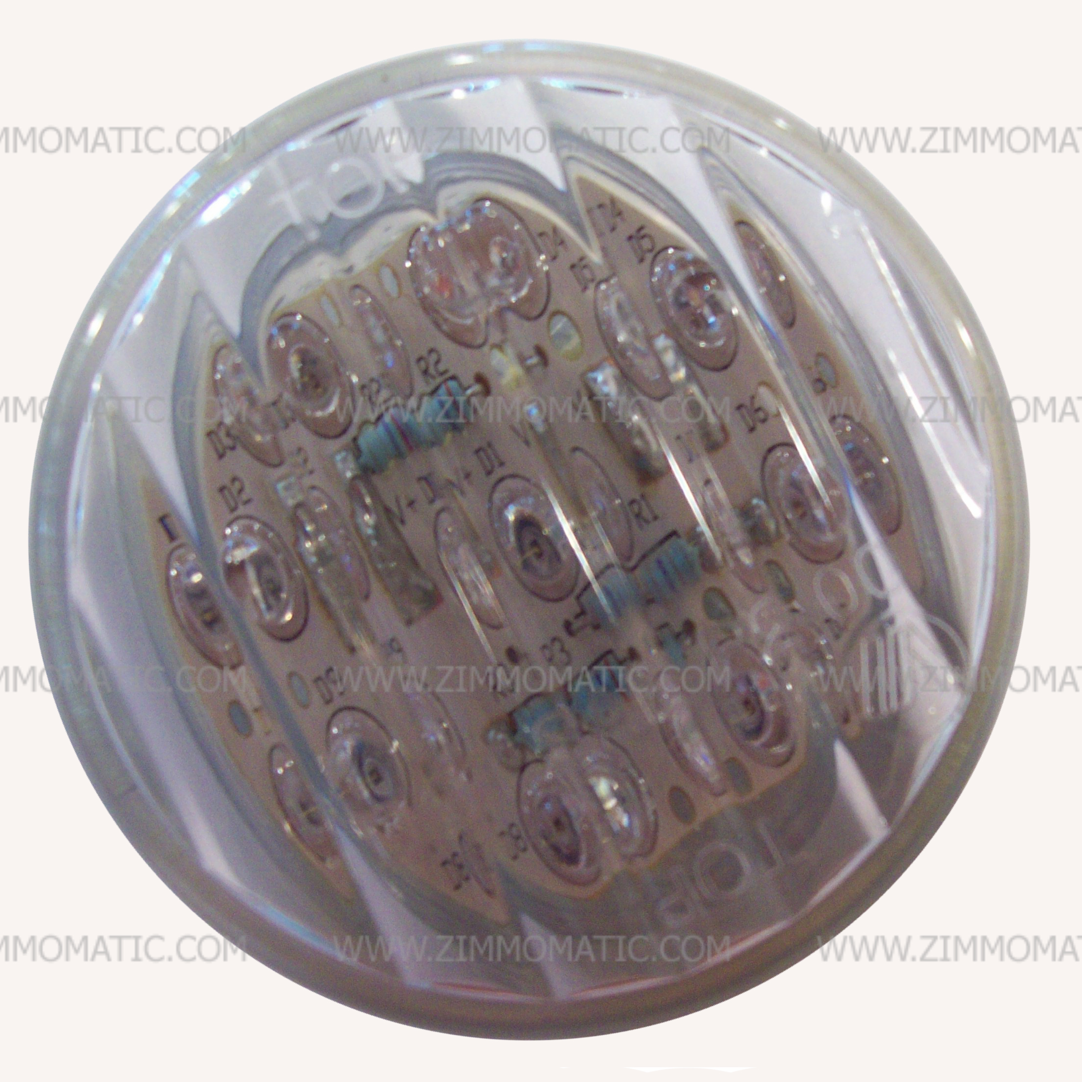 light, 2 inch clear lens, red LED