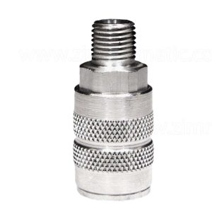 stainless steel quick connect coupler, 1/4", female socket end, male thread,
