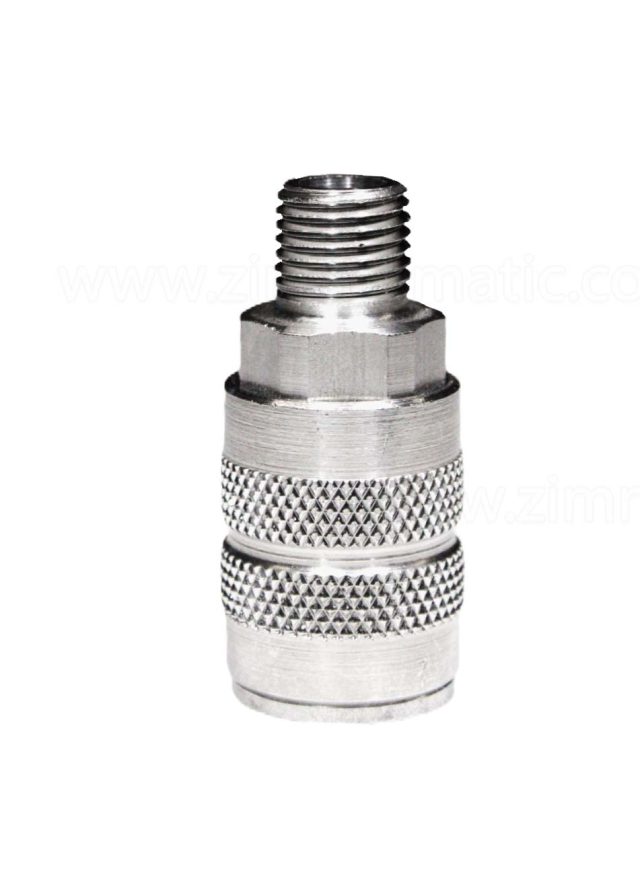 stainless steel quick connect coupler, 1/4", female socket end, male thread,