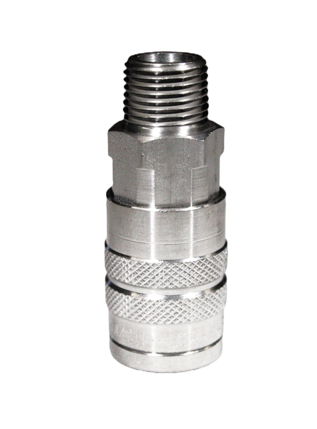 stainless steel quick connect coupler, 1/2", female socket end, male thread